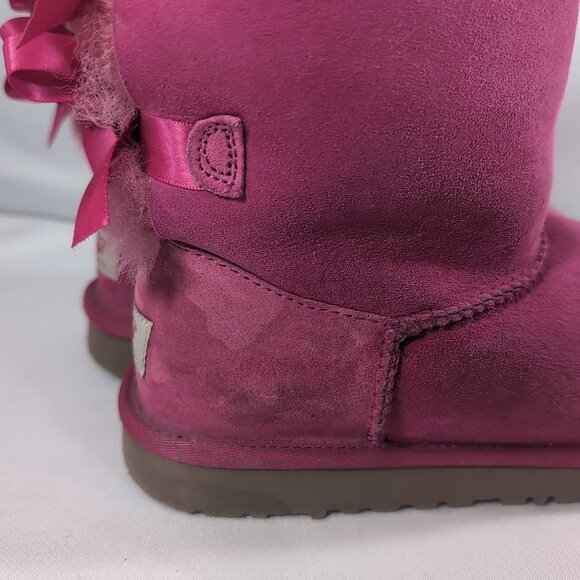 UGG Australia 3280 Boots Cerise Pink Bailey Bow US Women's 5 Mid Calf Sheepskin - Picture 10 of 16